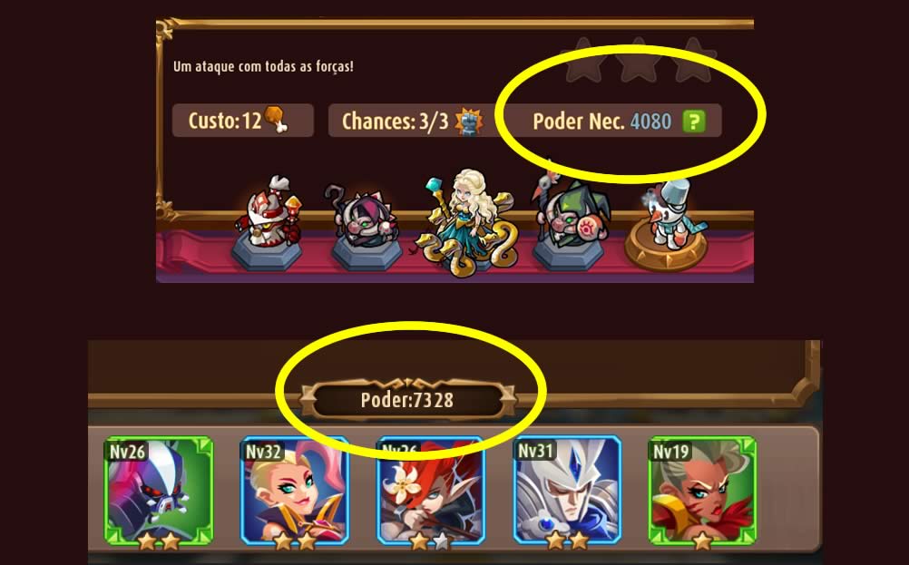 O poder de ataque das tropas de Magic Rush