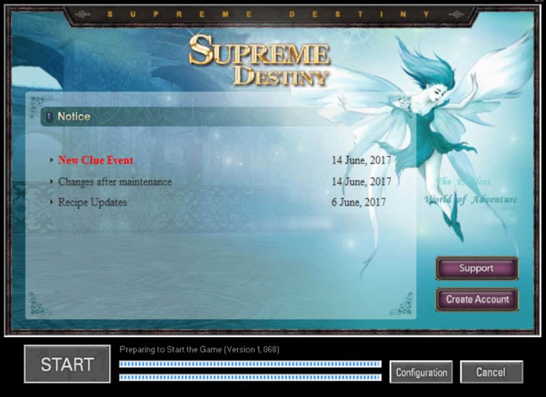 Iniciando o jogo WYD Supreme Destiny