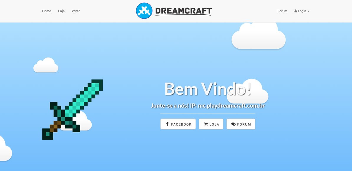 Site do servidor pirata de minecraft Dreamcraft