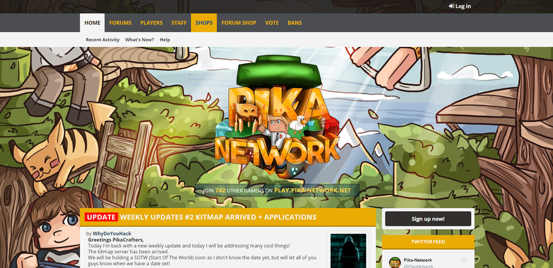 Site do servidor pirata de minecraft Pika Network