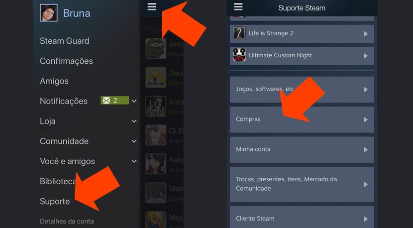 Pedir reembolso na steam pelo App