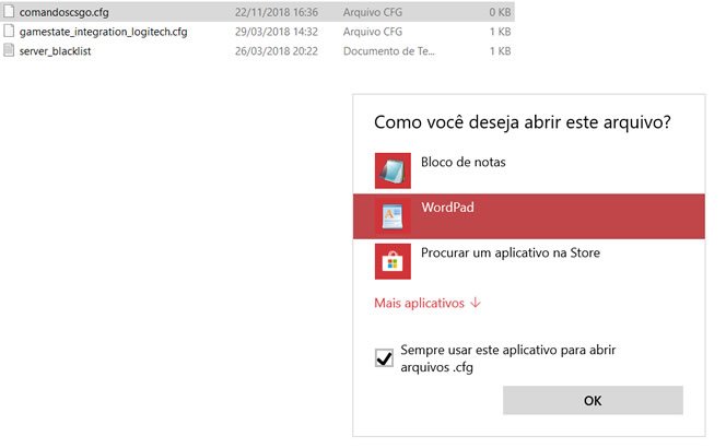 Abrindo o arquivo cfg do cs go no Windows