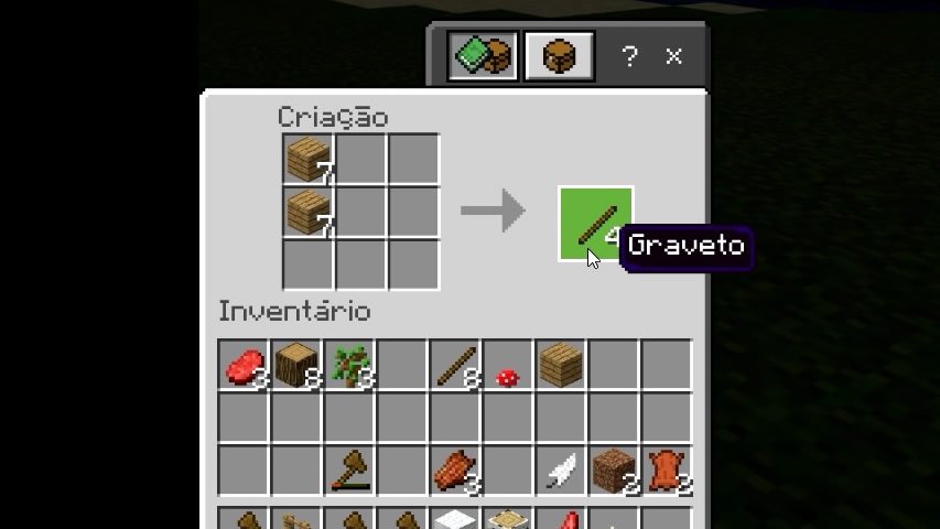 Receita gravetos Minecraft