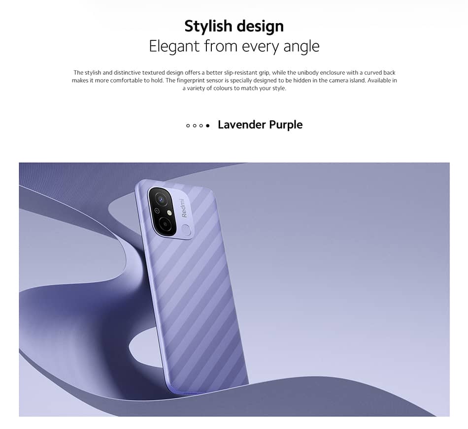 Design agradável Xiaomi Redmi 12C