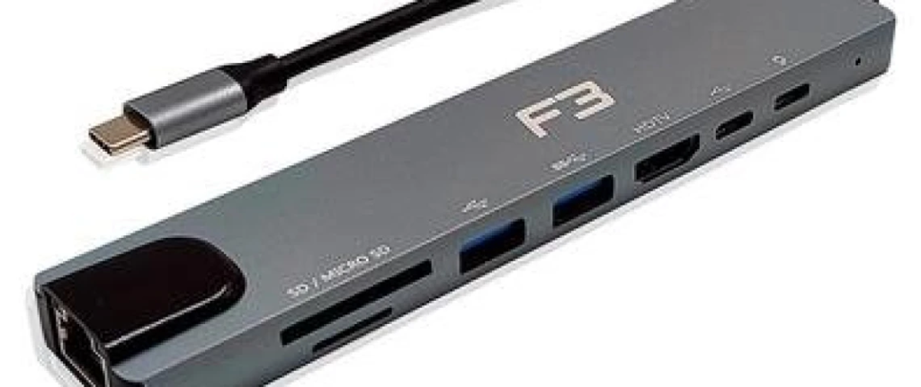 Hub F3 Adaptador Type-C 8 Em 1, Para Hdmi, Type-C, Usb 3.0, Usb 2.0, Micro Sd Sde Lan – Jc-Tyc-860