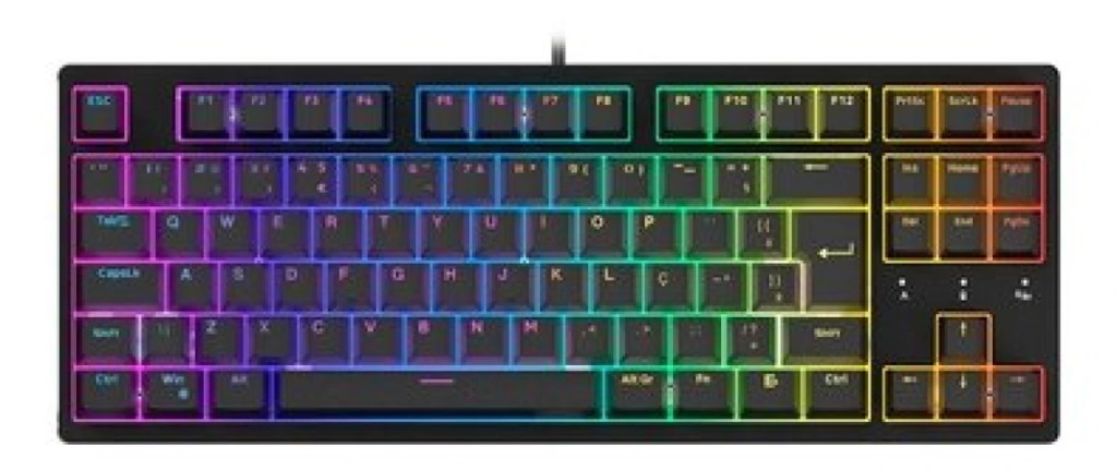 Teclado Mecânico Gamer Husky Sled, Tkl, Preto, Abnt2, Rgb, Switch Gateron G Pro Red – Htg500ptvr